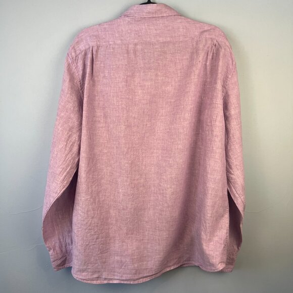 J. Crew Mens Classic Linen Blend Button Front Long Sleeve Shirt Size XXL Purple - Picture 7 of 8